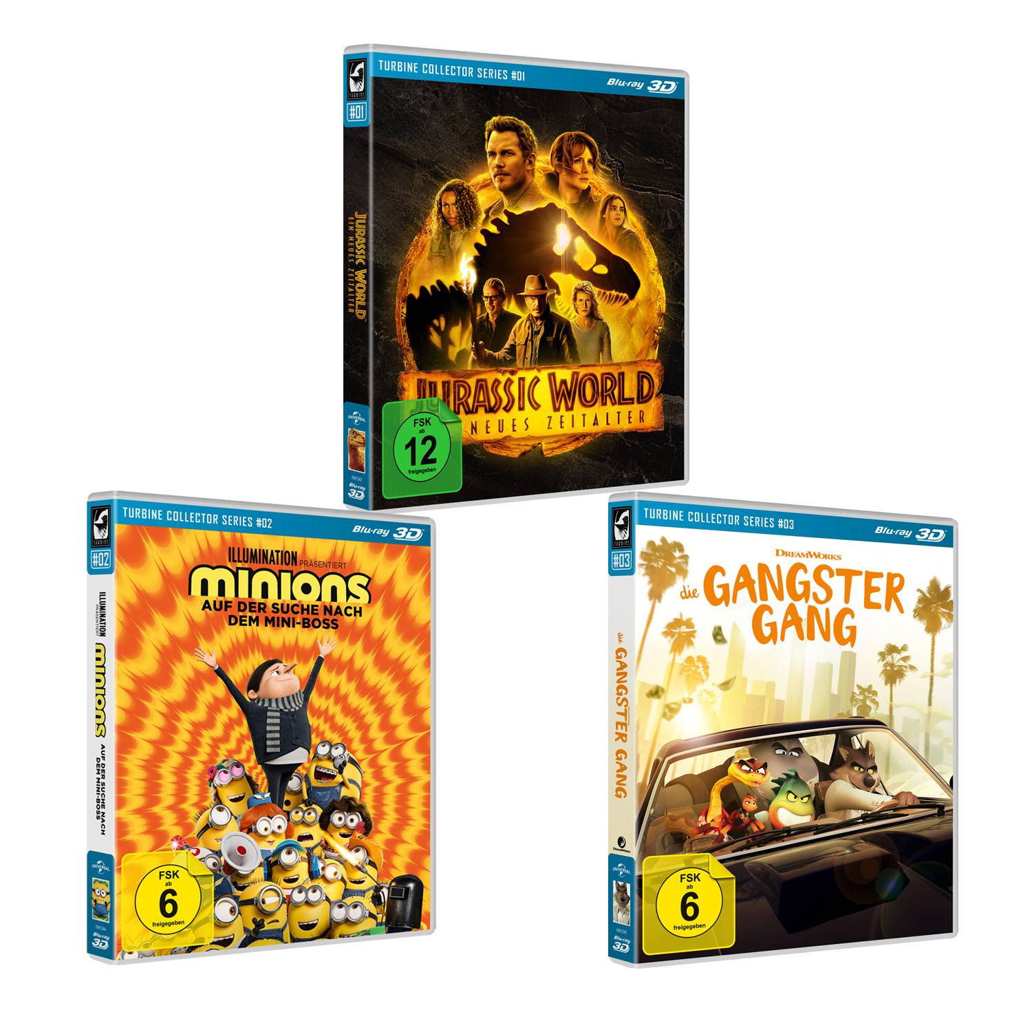 3D - Turbine Collector Series | Bundle: Jurassic World 3, Minions 2 & Die Gangster Gang